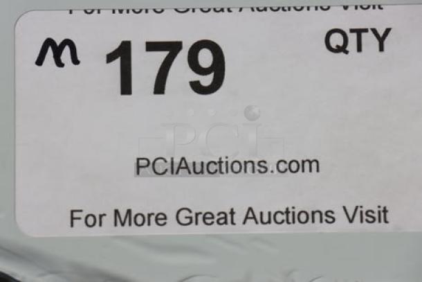 Label showing "179" and "PCIAuctions.com" on Scotsman MC0330SWX-1A Ice Machine.