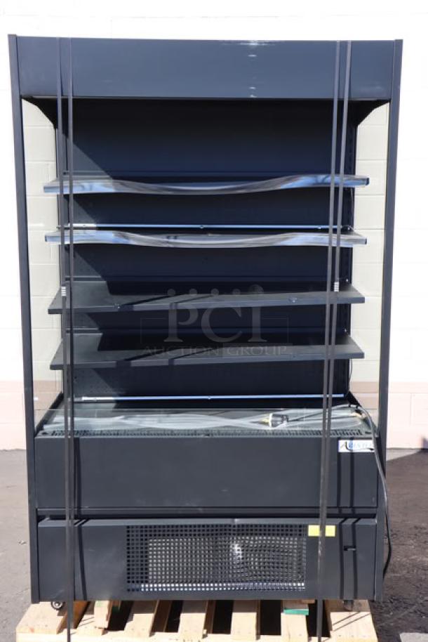 Brand new Avantco VOA-48-B black vertical open air merchandiser with LED lighting, extra deep shelves. Serial: 1784211150014.