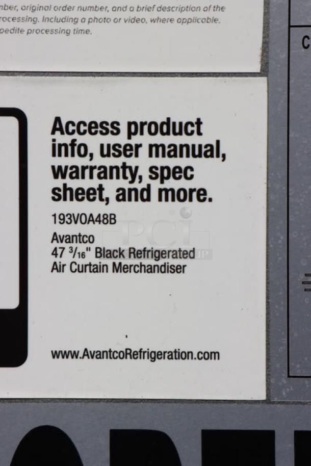 BRAND NEW Avantco VOA-48-B Vertical Open Air Merchandiser. Black, 47 3/16", LED Lighting, 115V. Serial: 1784211150014.