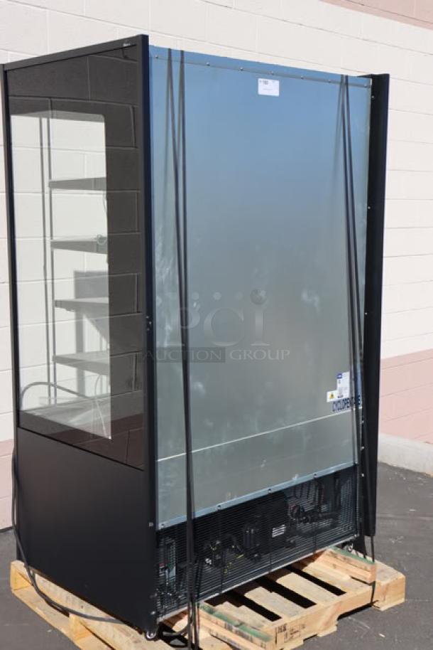 Avantco VOA-48-B vertical open air merchandiser, black finish, LED lighting, new scratch-n-dent, S/N: 1784211150014.