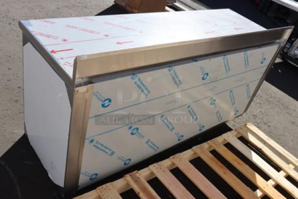 Brand new Advance Tabco EK-SS-246 work table; 24"x72", 14 gauge stainless steel, open front, 5" backsplash, protective wrap.