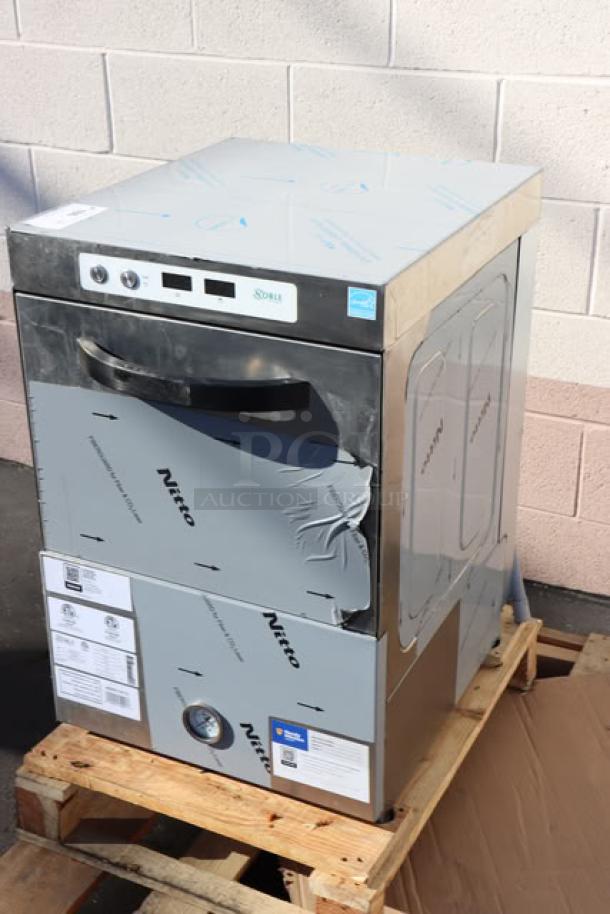 Brand new Noble Warewashing HTGW glass washer, high-temperature, scratch-n-dent, 208V/240V, 1 phase, on pallet.