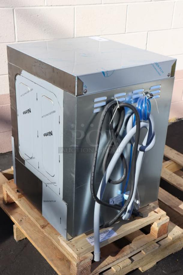 Brand new Noble Warewashing HTGW high-temp underbar glass washer, scratch-n-dent, 208V/240V, 1 Phase, on pallet.