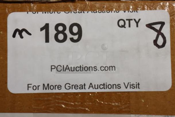 Label on box reads "QTY 8," "189," with website "PCIAuctions.com" printed.