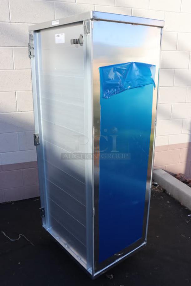 Brand new Winholt EC1840-C-LD 40 pan enclosed rack with clear acrylic door, protective film intact, assembled, out of packaging.