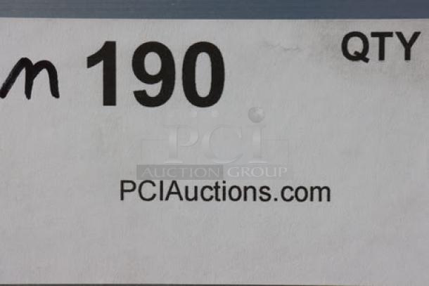 Sticker showing "190 QTY" and "PCIAuctions.com" text.