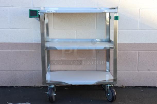 Brand new Regency 600CT1627WD utility cart, 16"x27", three shelves, 20-gauge 430 stainless steel, fully welded, no packaging.