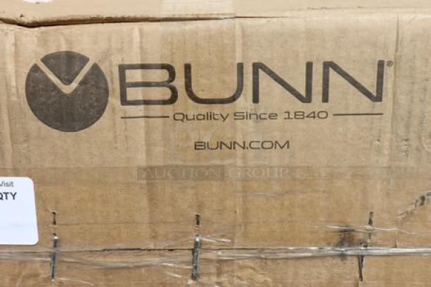 Bunn 35600.0020 BrewWISE MHG Coffee Grinder box, packaging damaged, branding visible.