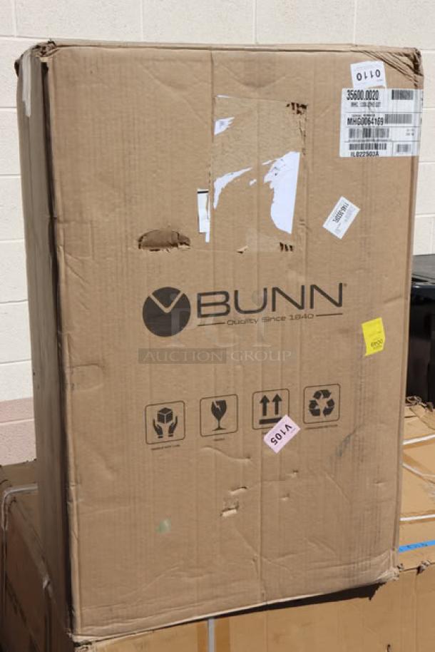 Brand new Bunn 35600.0020 BrewWISE MHG Stainless Steel Coffee Grinder in original but damaged packaging. Model: 35600.0020. S/N: MHG0064169.