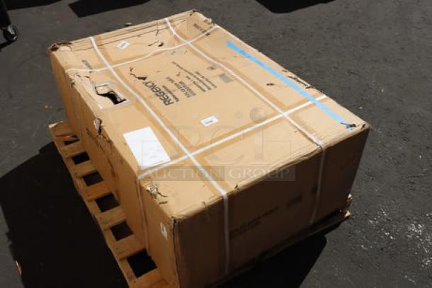 Regency 16 Gauge 4' Soiled Dish Table, model 600DDT48R, new with scratches, packaged on a pallet.