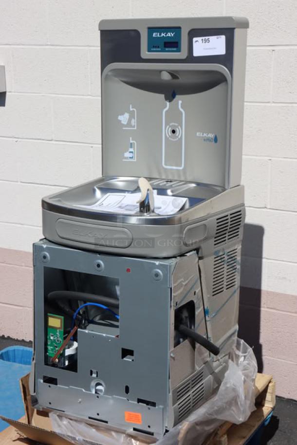 BRAND NEW Zurn Elkay LZSTL8WSSK ezH20 bottle filling station, scratches present, bi-level, vandal-resistant, chilled, stainless steel.