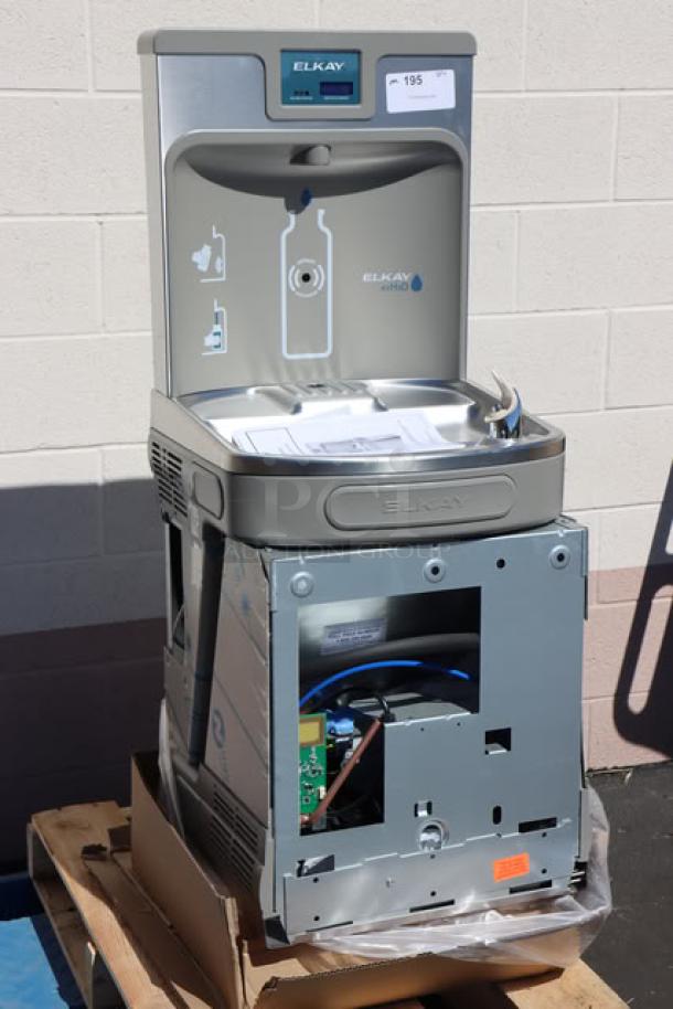 Zurn Elkay LZSTL8WSSK ezH20 bottle filling station with bi-level vandal-resistant drinking fountain, new condition.