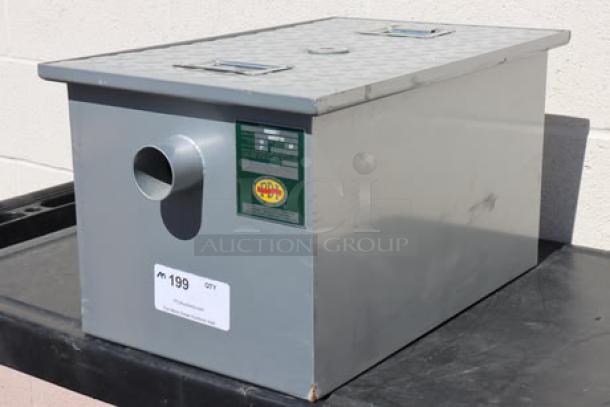 Brand new Regency 600GT10 20 lb. grease trap, 10 GPM, non-threaded 2" connections, PDI certified, steel construction.