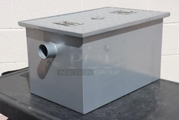 Regency 600GT10 grease trap, brand new, 20 lb capacity, 10 GPM, 2" non-threaded connections, PDI certified, out of box.