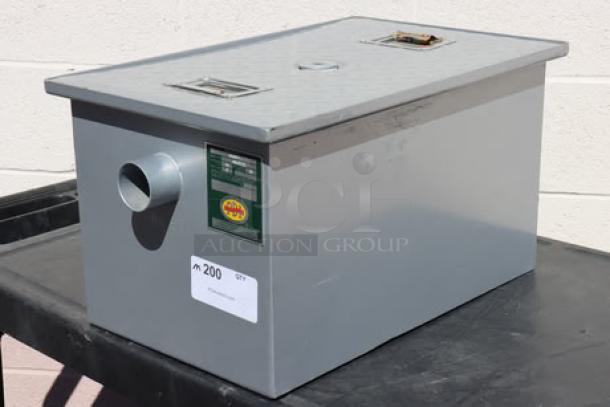 Brand new Regency 600GT10 20 lb. grease trap, 10 GPM, non-threaded connections, PDI certified, out of box.