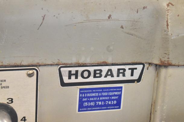 Hobart H 600 T 60-Quart Commercial Mixer, visible wear, with branding and service label. 230V, 3-phase.