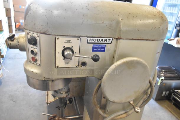 Hobart H 600 T 60-quart mixer, 230V, 3-phase, commercial floor style, visible wear, speed controls.