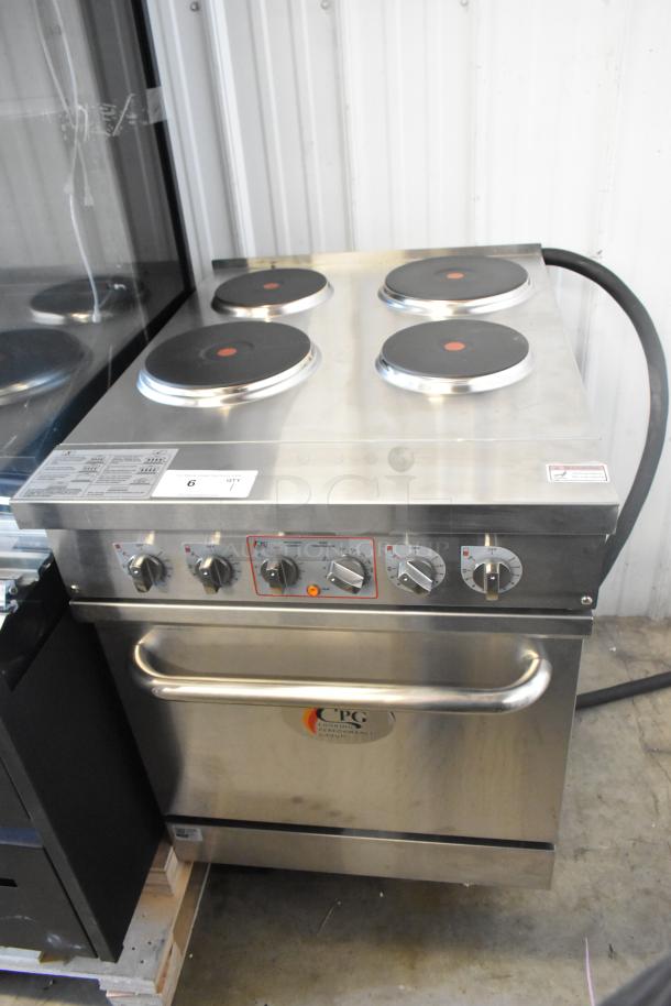 BRAND NEW SCRATCH AND DENT! 2024 Cooking Performance Group ER24-240-1 24" 4-Burner Electric Range, Space Saver Oven, 240V, Model 351ER24SD.