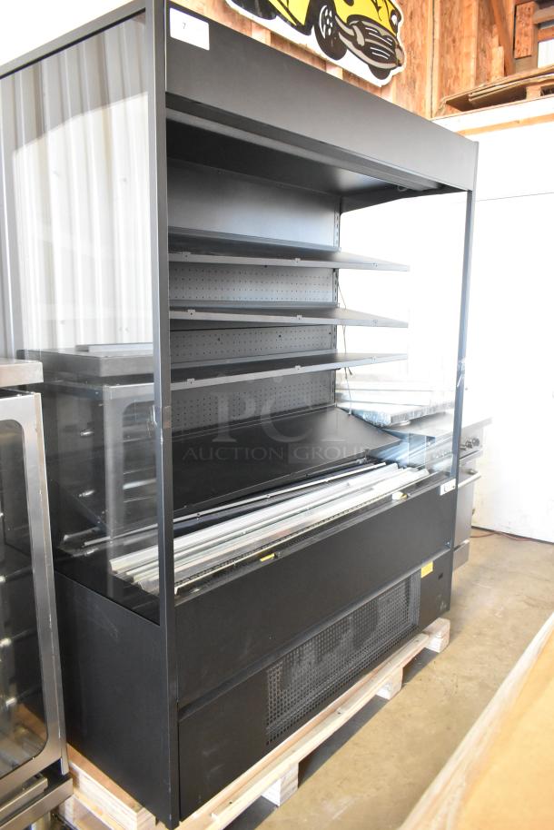 BRAND NEW Avantco VOA-60-B black vertical open air merchandiser with LED lighting, 59 1/8", scratch and dent condition.