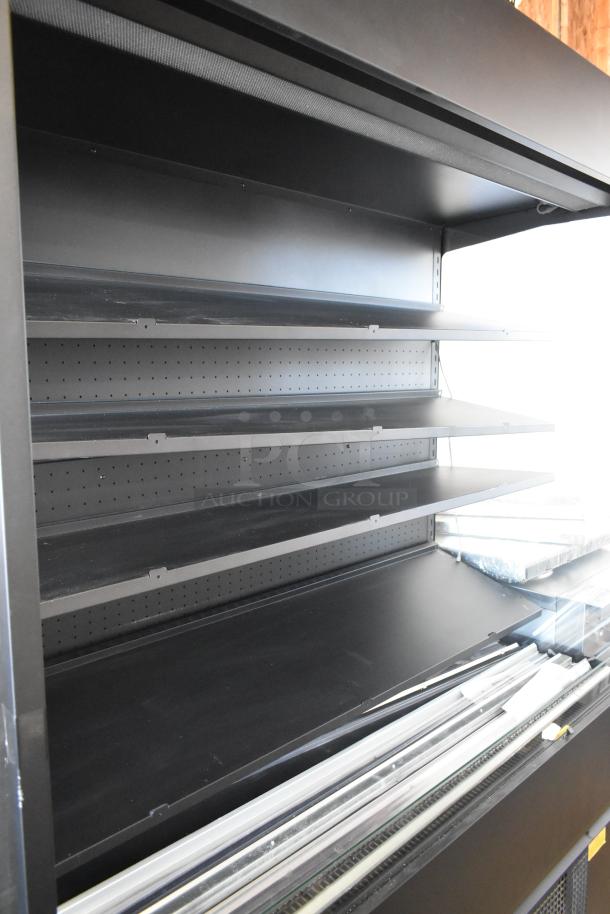 Brand new Avantco VOA-60-B open air merchandiser, black, with LED lighting, extra deep shelves, model 193VOA60B.
