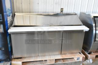 Avantco 178SSPT71MHC 70" 3-Door Mega Top Stainless Steel Sandwich Prep Table, new, minor dents, 115V, 1 phase.