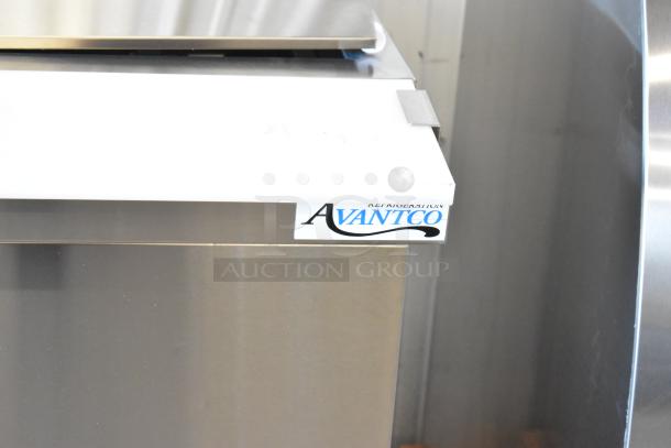 Brand new Avantco 178SSPT71MHC 70" 3-door stainless steel refrigerated sandwich prep table, scratch and dent, 115V, 1 phase.
