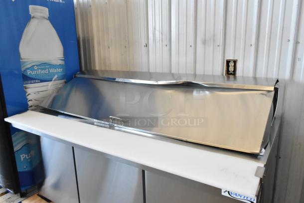 Brand new 2025 Avantco 178SSPT71MHC 70" 3-Door Mega Top Sandwich Prep Table; stainless steel, scratch and dent condition.