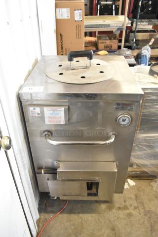 BRAND NEW Tandoor Morni CS-02 stainless steel clay oven, 24"x24"x37", 100,000 BTU, Model 17ACS02N. Visible manufacturer plate.