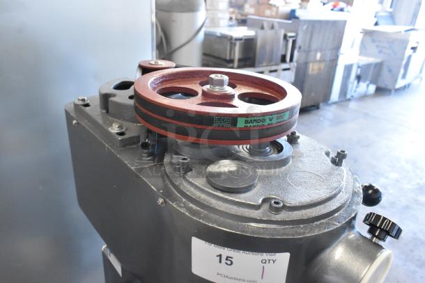 BRAND NEW Avantco 177MX40H 40 Quart Dough Mixer top view. Features visible motor and belt. Includes attachments, 240V, 1 Phase.