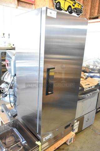 Avantco 178A12RHC commercial cooler, single door, scratch and dent condition, stainless steel finish, 115V, 1 phase.