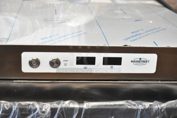 Brand new Mainstreet 541HTUC30 high-temp undercounter dishwasher, 208V/240V, 1 phase, scratch and dent, control panel close-up.