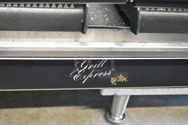 2023 Star GX20IG 20" Double Sandwich Grill, grooved cast iron plates, dual 10" x 10" surface, missing back leg.