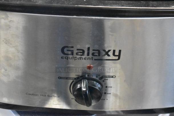 Galaxy 177ACR22SS countertop roaster oven, 22 Qt, 120V, scratch and dent condition, stainless steel exterior, temperature dial.