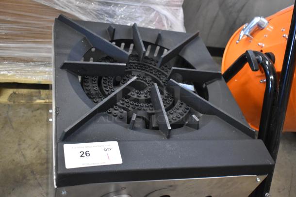 BRAND NEW Cooking Performance Group CPG-SP-18-N Natural Gas Stock Pot Range, 80,000 BTU, minor scratches visible.