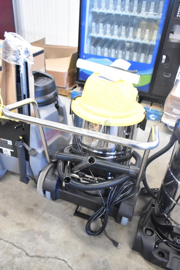 BRAND NEW Tornado Taskforce 94236, 20 Gallon Stainless Steel Wet/Dry Vacuum, with squeegee and tools, minor scratches.