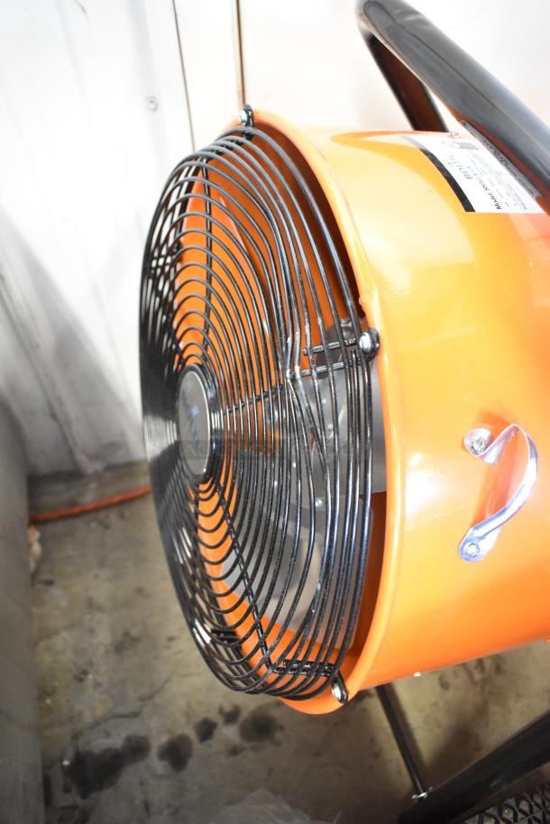 BRAND NEW SCRATCH AND DENT Boltic SHAG-K12F Portable Electric Salamander Heater, 480V, 3 Phase, orange casing, wire grille.