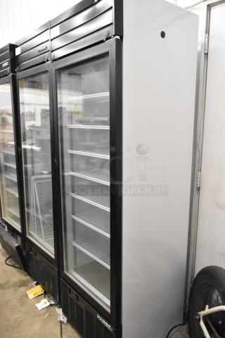 2019 Habco SE18HC single door reach-in cooler, glass front, black trim, multiple shelves, 115V, 1 phase, excellent condition.