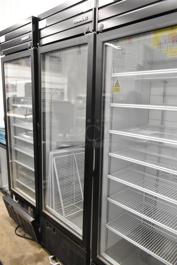 2019 Habco SE18 commercial cooler, single glass door, multiple shelves, 115 volts, 1 phase, excellent condition.