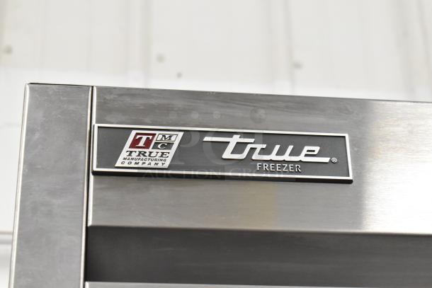 2017 True T-19F single door freezer, stainless finish, logo visible. Commercial casters, 115V, 1 Phase.