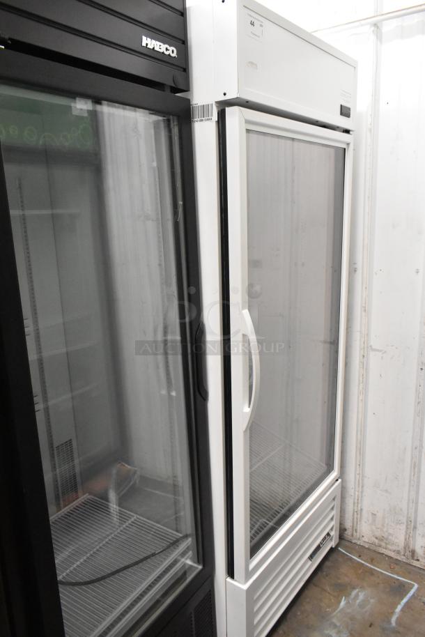 2021 True TSCI-600R-G-PH commercial cooler, single glass door, white, 115V, 1-phase, excellent condition.