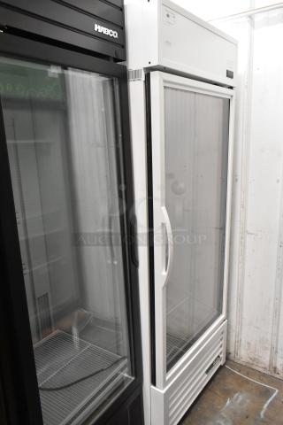 2021 True TSCI-600R-G-PH commercial cooler, single glass door, white, 115V, 1-phase, excellent condition.