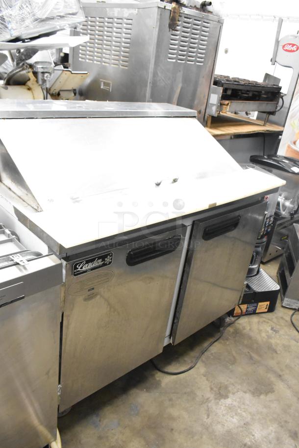 2017 Leader ESLM48S/C commercial sandwich salad prep table with bain marie mega top on casters, 115 volts, 1 phase.