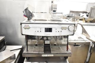 Schaerer Barista Countertop Automatic 2 Group Espresso Machine w/ 5 Portafilters and Steam Wands.