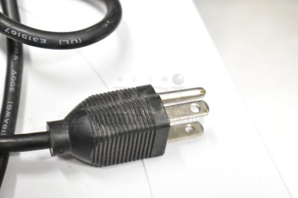 Easy Weigh CK-30 countertop scale power plug, 110 volts, 1 phase, black cord with UL marking, showing standard condition.