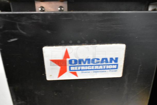 Omcan UBB-24-60G back bar cooler merchandiser, black, dual-glass doors, 115V, 1 phase, Omcan logo visible, commercial use.
