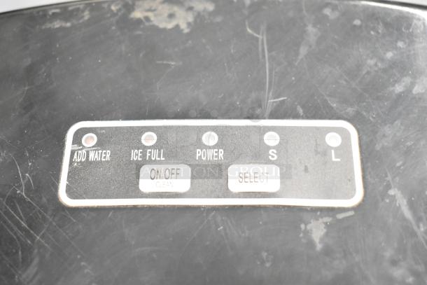 Frigidaire EFIC117-SSBLACK ice machine control panel, showing "Add Water," "Ice Full," "Power," and size options S/L.