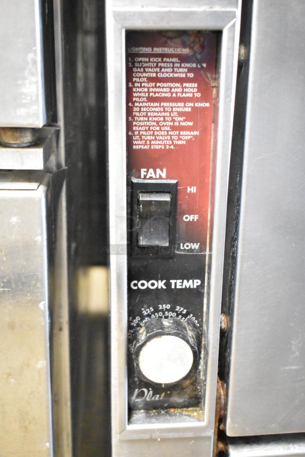 Southbend P32A-BBB control panel with fan and temperature settings, displaying lighting instructions.