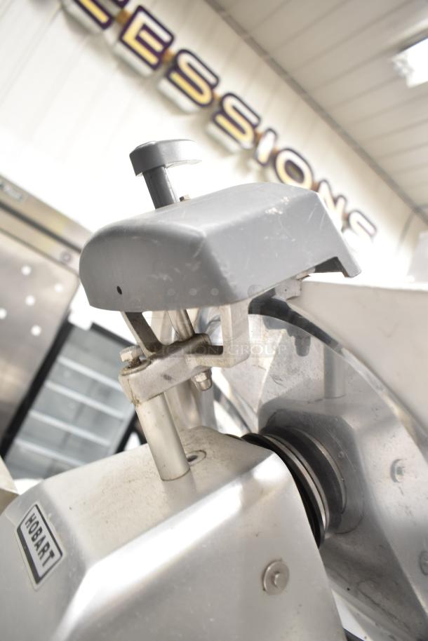 2019 Hobart Edge13A-11 commercial meat slicer with blade sharpener. Missing carriage and arm. 115V, 1 phase.