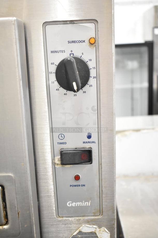 Cleveland Gemini 2 Deck Steam Cabinet control panel detail, showing timer, manual setting, and power indicator. Used condition.