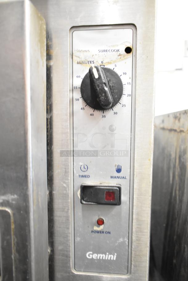 Cleveland Gemini Commercial 2 Deck Steam Cabinet control panel, displaying timer and manual settings, in used condition.